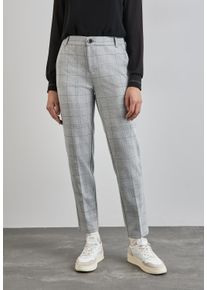Street One Damen Chinohose, grau, casual, Gr. 44, kariert, Stoff, 77% Polyester, 21% Viskose, 2% Elasthan, Hosen, Middle Waist
