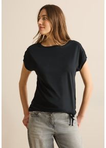 Cecil Damen T-Shirt, schwarz, Basic, Gr. XXL, unifarben, Web, Stoff, 50% Baumwolle, 50% Modal, Shirts, mit Tunnelzug am Saum