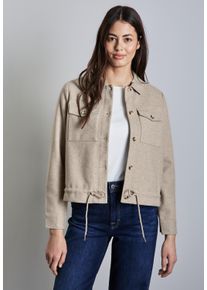 Street One Damen Kurzjacke, beige, casual, Gr. 44, unifarben, Stoff, 90% Polyester, 10% Viskose, Jacken, mit Tunnelzug am Saum
