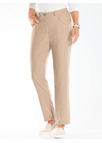 Classic Basics Damen Webhose, beige, Gr. 20, gemustert, gestreift, 100% Polyester, Hosen