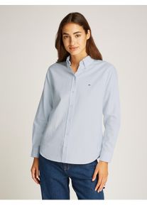 Tommy Jeans Damen Hemdbluse "TJW REG OXFORD SHIRT", blau, klassisch, Gr. S, gestreift, Web, Obermaterial: 100% Baumwolle, Blusen, mit Logostickerei