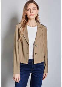 Street One Damen Kurzjacke, beige, casual, Gr. 46, unifarben, Stoff, 93% Viskose, 7% Polyester, Jacken, mit Reverskragen
