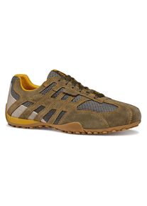 Geox Herren Schnürschuh "U SNAKE ORIGINAL", Gr. 46, grün, Leder, Textil, sportlich, Schuhe, Schnürschuh, Freizeitschuh, Trekking Sneaker mit