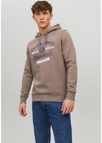Jack & Jones JACK & JONES Herren Kapuzensweatshirt "LOGO SWEAT HOOD", braun, Gr. XS, bedruckt, Obermaterial: 70% Baumwolle, 30% Polyester, Sweatshirts