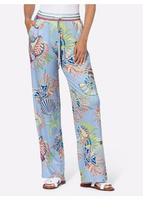 Heine Damen Jerseyhose, blau, Gr. 40, gemustert, mehrfarbig, bedruckt, 95% Polyester, 5% Elasthan, Hosen