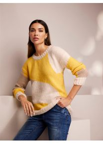 Heine Damen Rundhalspullover "Pullover", gelb, Gr. 34, gemustert, mehrfarbig, 60% Polyacryl, 38% Polyester, 2% Elasthan, Pullover