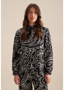 Seidensticker Damen Klassische Bluse "Schwarze Rose", schwarz, Gr. 44, Paisley, 100% Leinen, Blusen, Langarm Rundhals Paisley