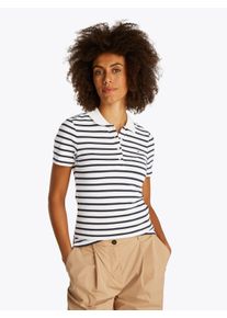 Tommy Hilfiger Damen Poloshirt "1985 Slim Fit Pique Premium", blau, casual, Gr. XXXL, gestreift, Piquu00e9, Obermaterial: 95% Baumwolle, 5% Elasthan,