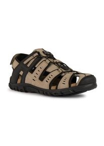 Geox Herren Sandale "UOMO SANDAL STRADA C", Gr. 40, schwarz, Lederimitat, Textil, klassisch, Schuhe, Sommerschuh, Klettschuh, Outdoorsandale, mit