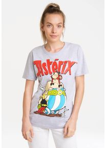 logoshirt Damen T-Shirt "Asterix der Gallier - Asterix & Obelix", grau, casual, Gr. L, bedruckt, 95% Baumwolle, 5% Viskose, Shirts, mit lizenziertem