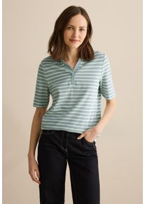 Cecil Damen Poloshirtcool salvia grün, casual, Gr. M, gestreift, Web, Stoff, 48% Baumwolle, 48% Modal, 4% Elasthan, Shirts, aus softem Materialmix
