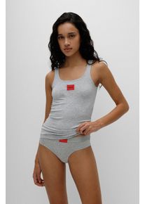 HUGO UNDERWEAR Damen Trägertop "VEST RED LABEL", Gr. L, grau, Jersey, Obermaterial: 93% Baumwolle, 7% Elasthan, unifarben, kontrastfarbene Details,