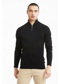 LINDBERGH Herren Troyer, schwarz, casual, Gr. XL, unifarben, Obermaterial: 80% Viskose, 20% Nylon, Pullover, mit Troyerkragen