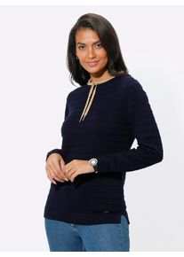 Casual Looks Damen Strickpullover "Pullover", blau, Gr. 38, unifarben, 50% Baumwolle, 50% Polyacryl, Pullover