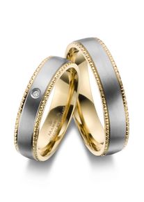MARRYA Damen Partnerring "Diamant Titan Ringe Trauringe Eheringe Partnerringe", 48, Titan, gold, Titan, Fingerringe
