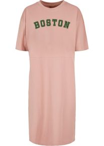 Merchcode Damen Shirtkleid "Merchcode Damen Ladies Boston Organic Oversized Slit Tee Dress", rosa, klassisch, Gr. M, 100% Baumwolle, Kleider