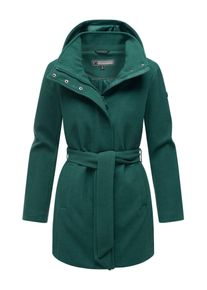 Marikoo Damen Kurzmantel "Katalinaa", grün, Gr. XXL, 90% Polyester 10% Viskose, Mäntel, Eleganter Wickel Mantel mit Taillengürtel und Oversized Hood