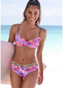 Buffalo Damen Bügel-Bikini-Top "Haruna", rosa, Gr. 36, bedruckt, Animalprint, Recycling-Polyamid, Bikini-Oberteile, mit Muster-Mix