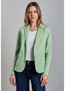 Street One Damen Sweatblazer, grün, casual, Gr. 42, unifarben, Jersey, 93% Baumwolle, 7% Elasthan, Blazer, mit aufgenähten Taschen