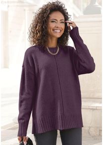 Lascana Damen Rundhalspullover, lila, modisch, Gr. 36, unifarben, Strick, Obermaterial: 53% Polyester, 37% Polyacryl, 10% Polyamid, Pullover, aus