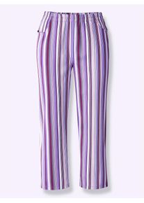 Classic Basics Damen Caprihose, lila, Gr. 38, gemustert, gestreift, mehrfarbig, 100% Baumwolle, Hosen