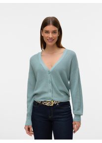 Véro Moda VERO MODA Damen Strickjacke "VMNEWLEXSUN LS SHORT V-NECK CAR GA NOOS", grau, casual, Gr. XL, unifarben, Strick, Obermaterial: 50% Viskose, 25%