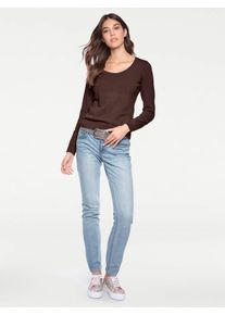 Heine Damen Rundhalspullover "Rundhals-Pullover", braun, Gr. 36, unifarben, 100% Baumwolle, Pullover