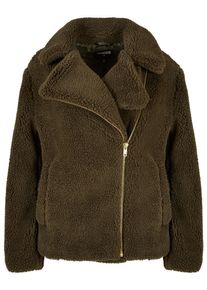 Urban Classics Damen Winterjacke "Urban Classics Damen Ladies Sherpa Biker Jacket", grün, klassisch, Gr. M, unifarben, 100% Polyester, Jacken