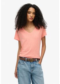 Superdry Damen V-Shirt "STUDIOS SLUB EMB VEE TEE", orange, casual, Gr. M, unifarben, Single Jersey, Obermaterial: 60% Baumwolle, 40% Modal, Shirts,