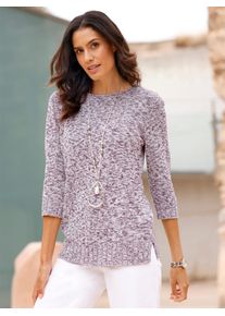Inspirationen Damen Strickpullover "Rundhals-Pullover", lila, Gr. 38, gemustert, mehrfarbig, meliert, 100% Baumwolle, Pullover