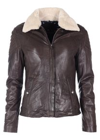 Mustang Damen Lederjacke "310177", braun, Gr. XL, 100% Lammleder / Material: 100% Baumwolle / Ärmelfutter: 100% Echtpelz / 100% Polyester, Jacken