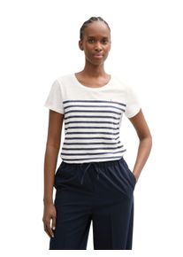 Damen T-Shirt, blau, casual, Gr. XL, Tom Tailor Denim, gestreift, Single Jersey, Obermaterial: 100% Baumwolle, Shirts, mit Streifen Muster