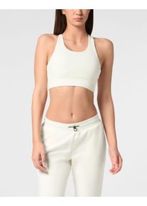 Plein Sport Damen Lauftop "Sport Top", weiß, Gr. XL, Obermaterial: 74% Polyamid, 26% Elasthan; Futter: 89% Polyamid, 11% Elasthan, Tops