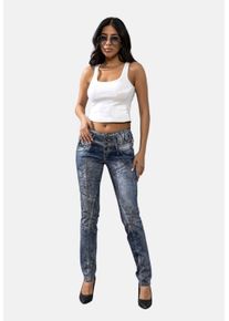 Cipo & Baxx CIPO & BAXX Damen Slim-fit-Jeans "Jeans", blau, Basic, Gr. 28, unifarben, 98% Baumwolle;2% Elasthan, Jeans, mit Dreifachbund, WD245