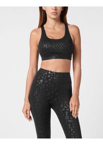 Plein Sport Kinder Lauftop "Leopard", schwarz, Gr. XS, Obermaterial: 75% Polyamid, 25% Elasthan; Futter: 87% Polyester, 13% Elasthan, Tops