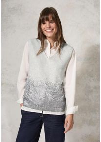 Cecil Damen Kurzarmpullover, weiß, casual, Gr. L, bedruckt, Web, 35% Baumwolle, 32% Polyacryl, 29% Polyester, 4% Elasthan, Pullover, mit V-Ausschnitt