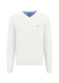 Fynch-Hatton Herren Strickpullover, weiß, casual, Gr. L, unifarben, Strick, Obermaterial: 100% Baumwolle, Pullover, mit Logo auf der Brust