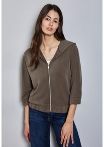 Street One Damen Cardigan, braun, casual, Gr. 40, unifarben, Stoff, 46% Modal, 46% Polyester, 8% Elasthan, Strickjacken, mit 3/4 Ärmeln