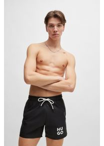 HUGO UNDERWEAR Herren Badeshorts "PAOL", schwarz, sportlich, Gr. S, unifarben, Microfaser, Microfaser, Badehosen, mit HUGO Schriftzug