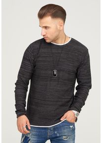 behype Herren Strickpullover "TAAVI", schwarz, casual, Gr. S, meliert, 50% Baumwolle, 50% Polyacryl, Pullover, in melierter Optik