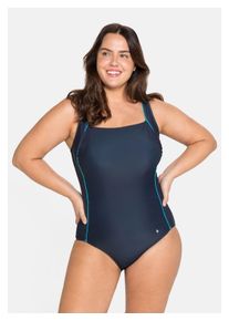 sheego Damen Badeanzug "Große Größen", blau, Gr. 52, unifarben, Polyamid, Xtra Life LYCRA, Badeanzüge, mit verstellbaren Trägern und Shaping-Effekt