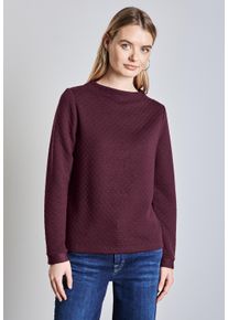 Street One Damen Langarmshirt, rot, casual, Gr. 42, unifarben, Stoff, 80% Polyester, 18% Viskose, 2% Elasthan, Shirts, mit Stehkragen