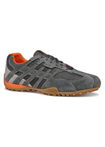 Geox Herren Schnürschuh "U SNAKE ORIGINAL", Gr. 43, grau, Leder, Textil, sportlich, Schuhe, Schnürschuh, Freizeitschuh, Trekking Sneaker mit