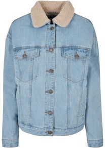 Urban Classics Damen Jeansjacke "Urban Classics Damen Ladies Oversized Sherpa Denim Jacket", blau, klassisch, Gr. XXL, unifarben, 100% Baumwolle,