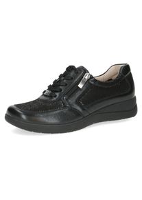 Caprice Damen Keilsneaker, Gr. 37, schwarz, Leder, Textil, sportlich, Schuhe, Freizeitschuh, Halbschuh, Schnürschuh, Logoemblem, Weite H