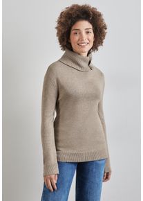 Street One Damen Rollkragenpullover, beige, casual, Gr. 46, unifarben, Stoff, 52% Viskose, 28% Polyester, 20% Nylon, Pullover, mit Knopf Details