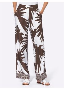 Heine Damen Palazzohose, braun, Gr. 48, gemustert, mehrfarbig, bedruckt, 100% Viskose, Hosen