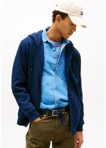 Tommy Jeans Herren Sweatshirt "TJM REG S FLAG ZIP FLEECE THRU", blau, casual, Gr. XXL, Sweatware, Obermaterial: 80% Baumwolle, 20% Polyester,