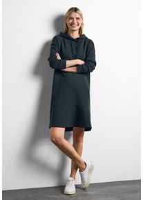 Street One Damen Sweatkleid, grün, casual, Gr. 36, unifarben, Stoff, 68% Polyester, 28% Viskose, 4% Elasthan, Kleider, mit Kapuze