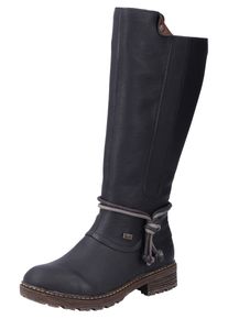 Rieker Damen Winterstiefel, Gr. 40, schwarz, Lederimitat, modisch, Schuhe, Langschaftstiefel, Blockabsatz, TEX-Membran, seitlicher Stretch